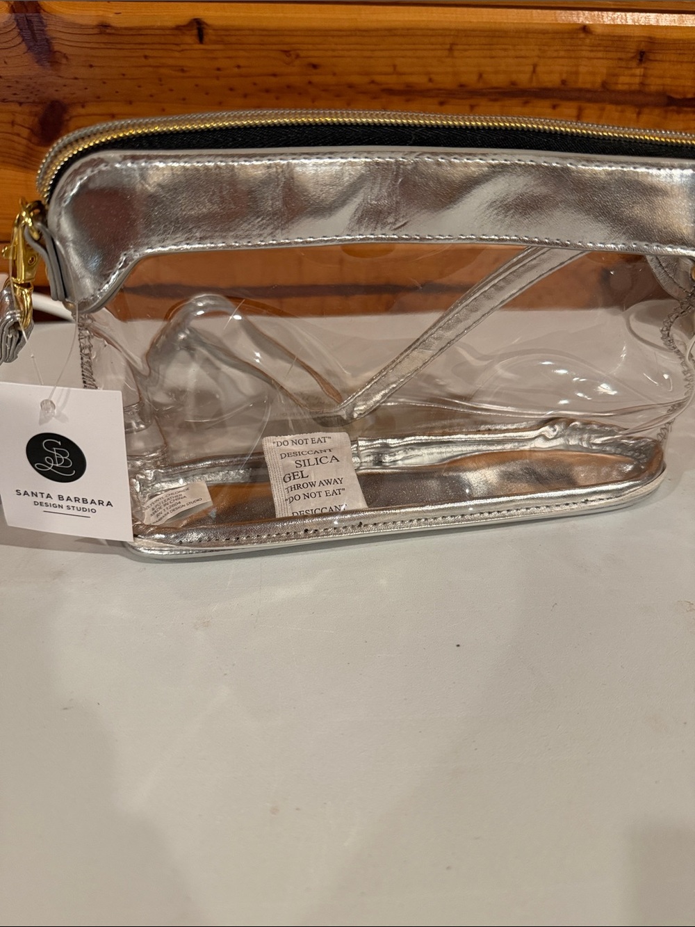 Santa Barbara Clear Cosmetic Case with Silver Trim